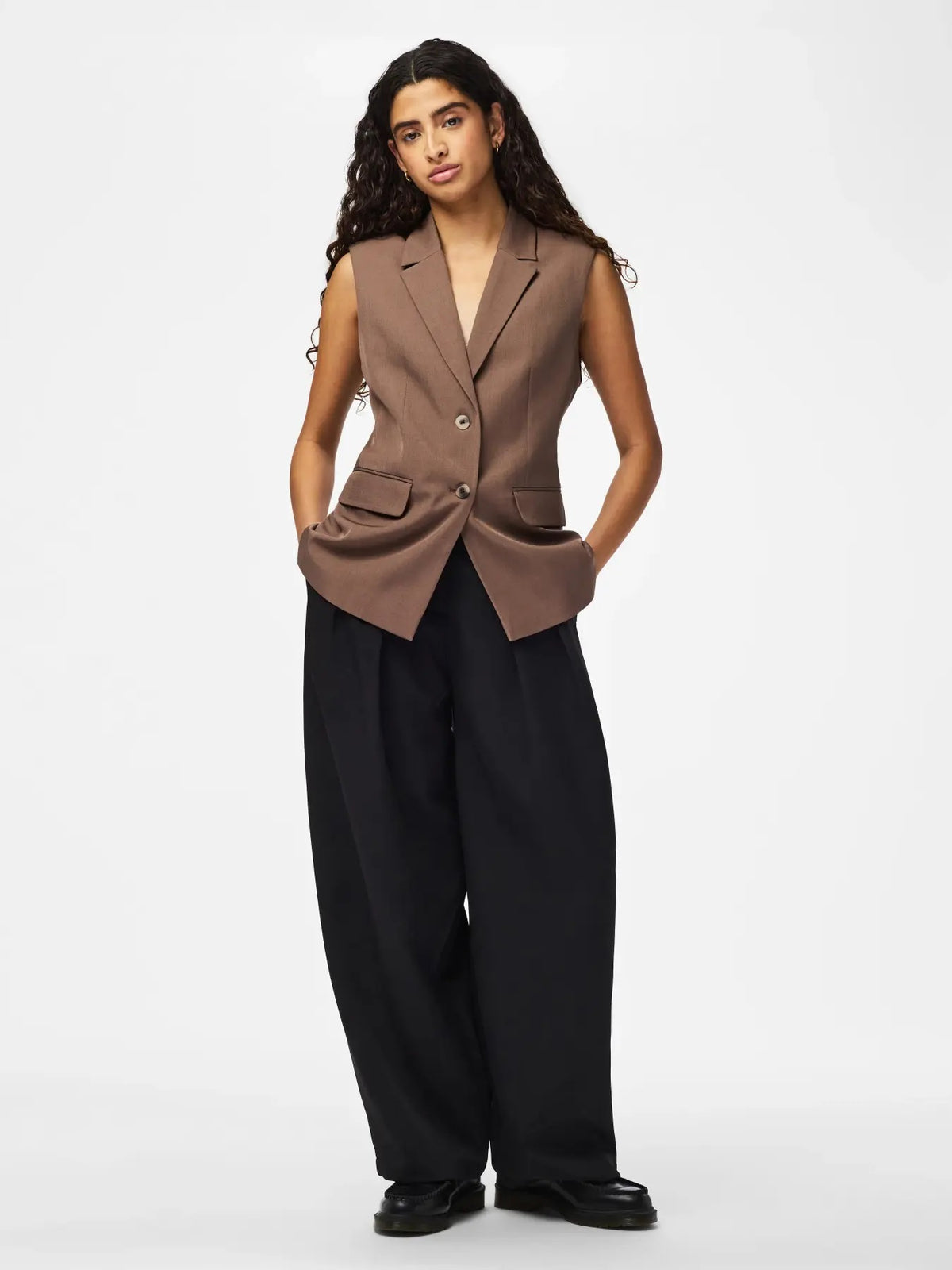 Pieces PCBLOSSOM SL BLAZER VEST - Coffee Quartz