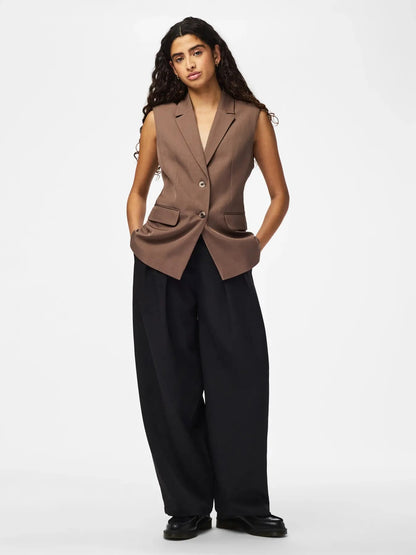 Pieces PCBLOSSOM SL BLAZER VEST - Coffee Quartz