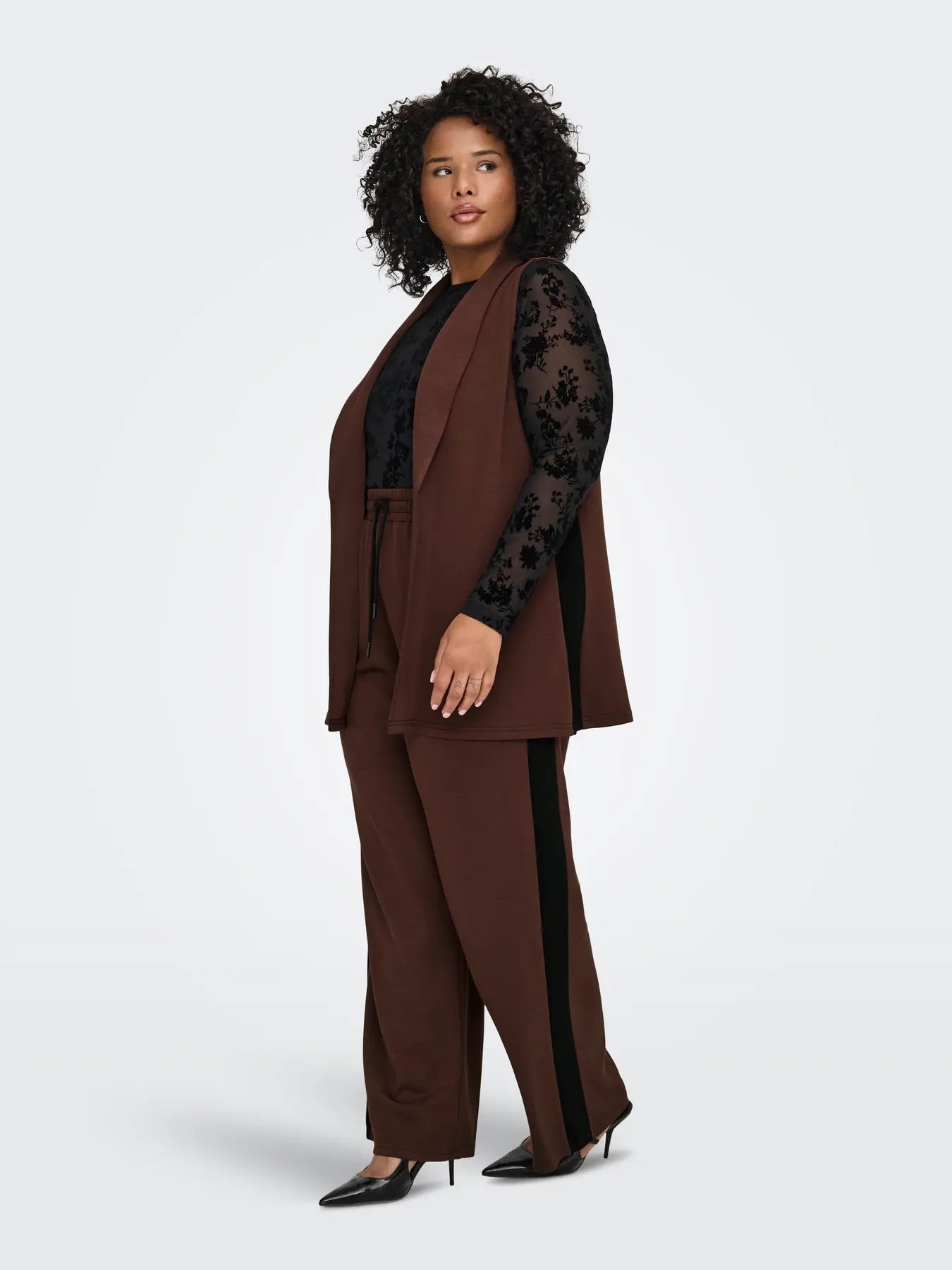 ONLY Carmakoma CARLEAH Long Waistcoat | Shaved Chocolate