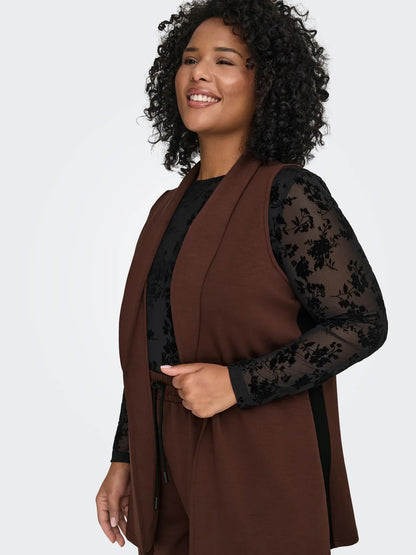 ONLY Carmakoma CARLEAH Long Waistcoat | Shaved Chocolate