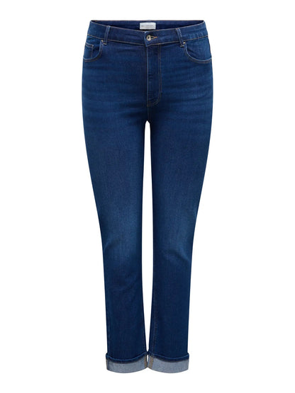 ONLY Carmakoma CARCHRISTINE HW FOLD UP SLIM DNM PIM | Dark Blue Denim