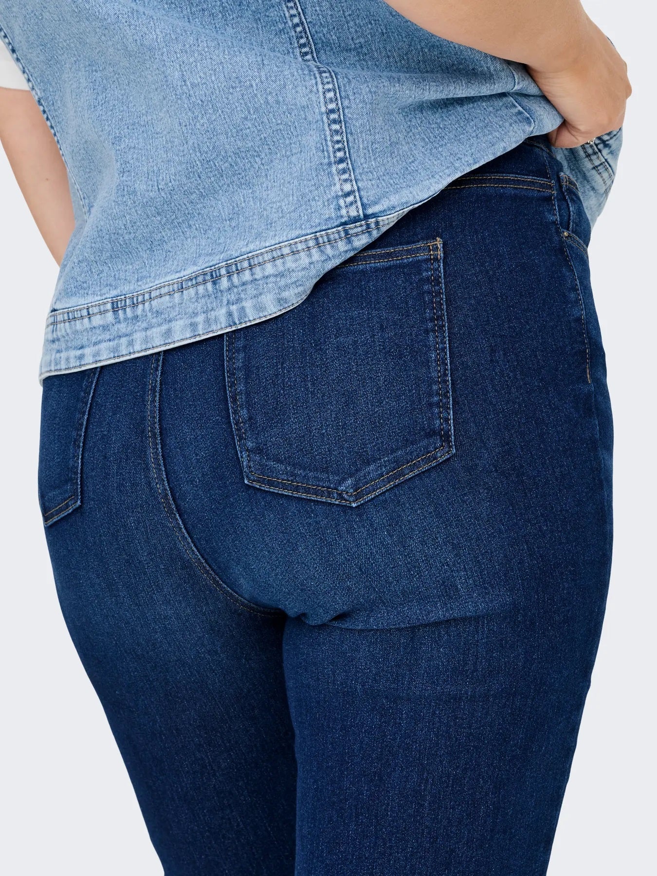 ONLY Carmakoma CARCHRISTINE HW FOLD UP SLIM DNM PIM | Dark Blue Denim