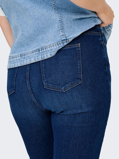 ONLY Carmakoma CARCHRISTINE HW FOLD UP SLIM DNM PIM | Dark Blue Denim