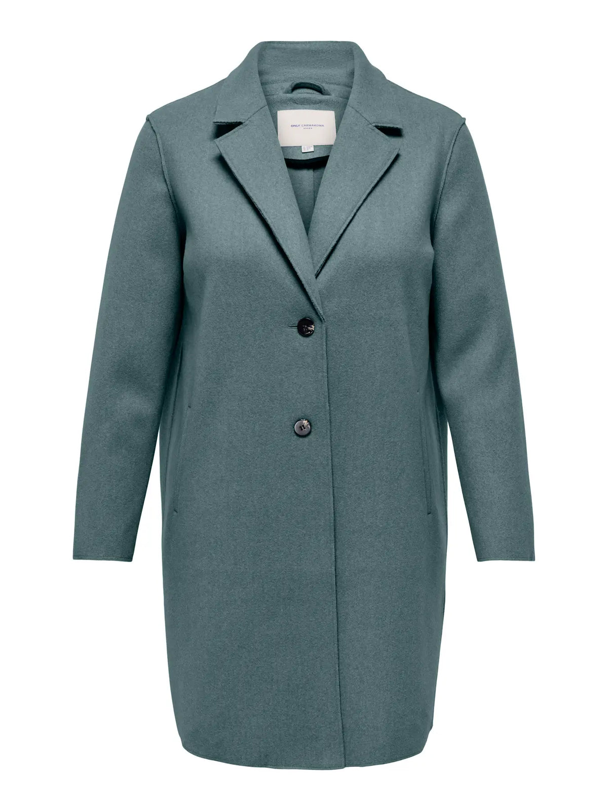 lang jakke frakke i grøn nuance ONLY Carmakoma CARCARRIE Coat Balsam Green Melange