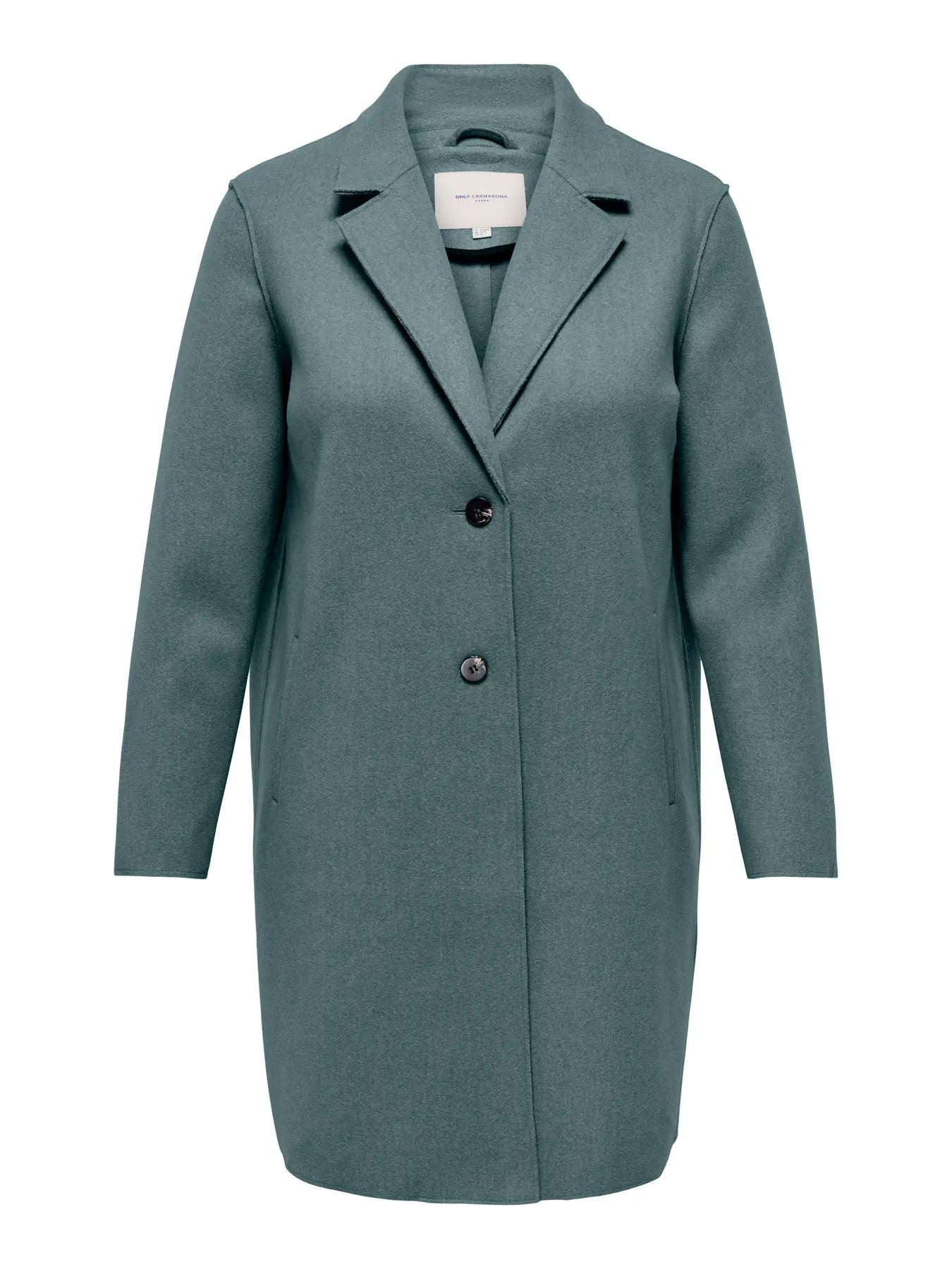 lang jakke frakke i grøn nuance ONLY Carmakoma CARCARRIE Coat Balsam Green Melange