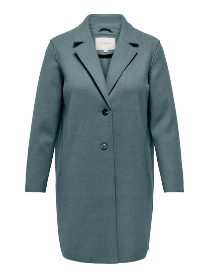 lang jakke frakke i grøn nuance ONLY Carmakoma CARCARRIE Coat Balsam Green Melange
