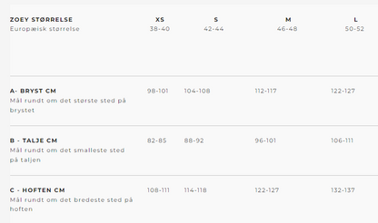Zoey SizeGuide