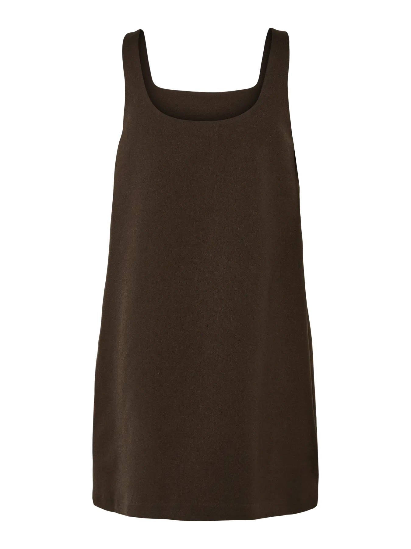 kort brun kjole med firkantet halsudskæring.. PCFILINE SL Short Dress Delicioso