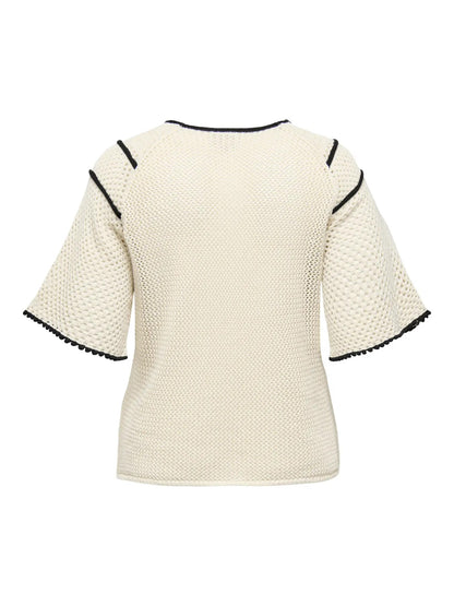 ONLY Carmakoma CARLUCIE LIFE SS V-NECK TOP KNT | Pumice Stone Black