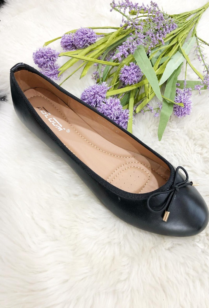 MIND by lene Sort Ballerina med Sløjfedetalje