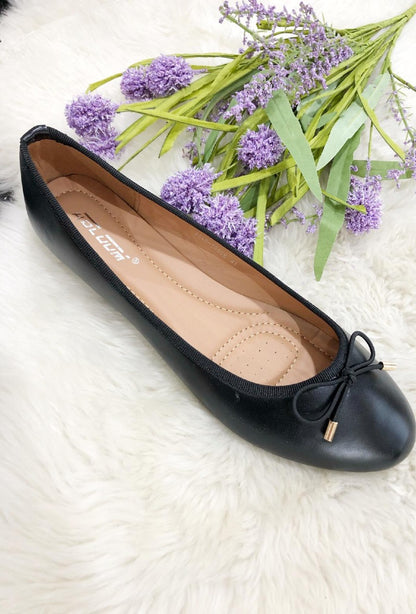 MIND by lene Sort Ballerina med Sløjfedetalje