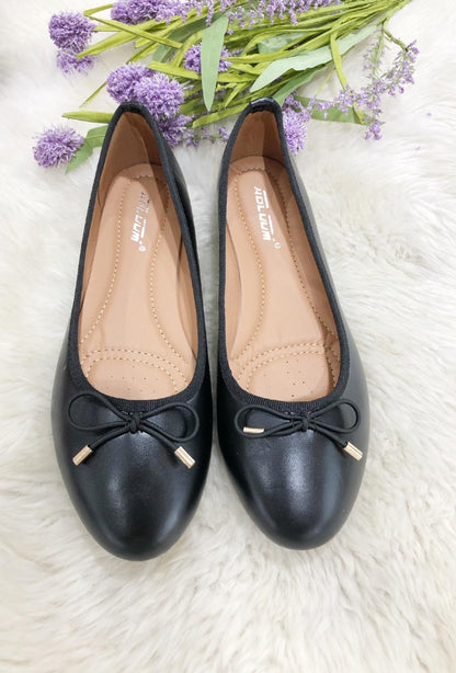 MIND by lene Sort Ballerina med Sløjfedetalje