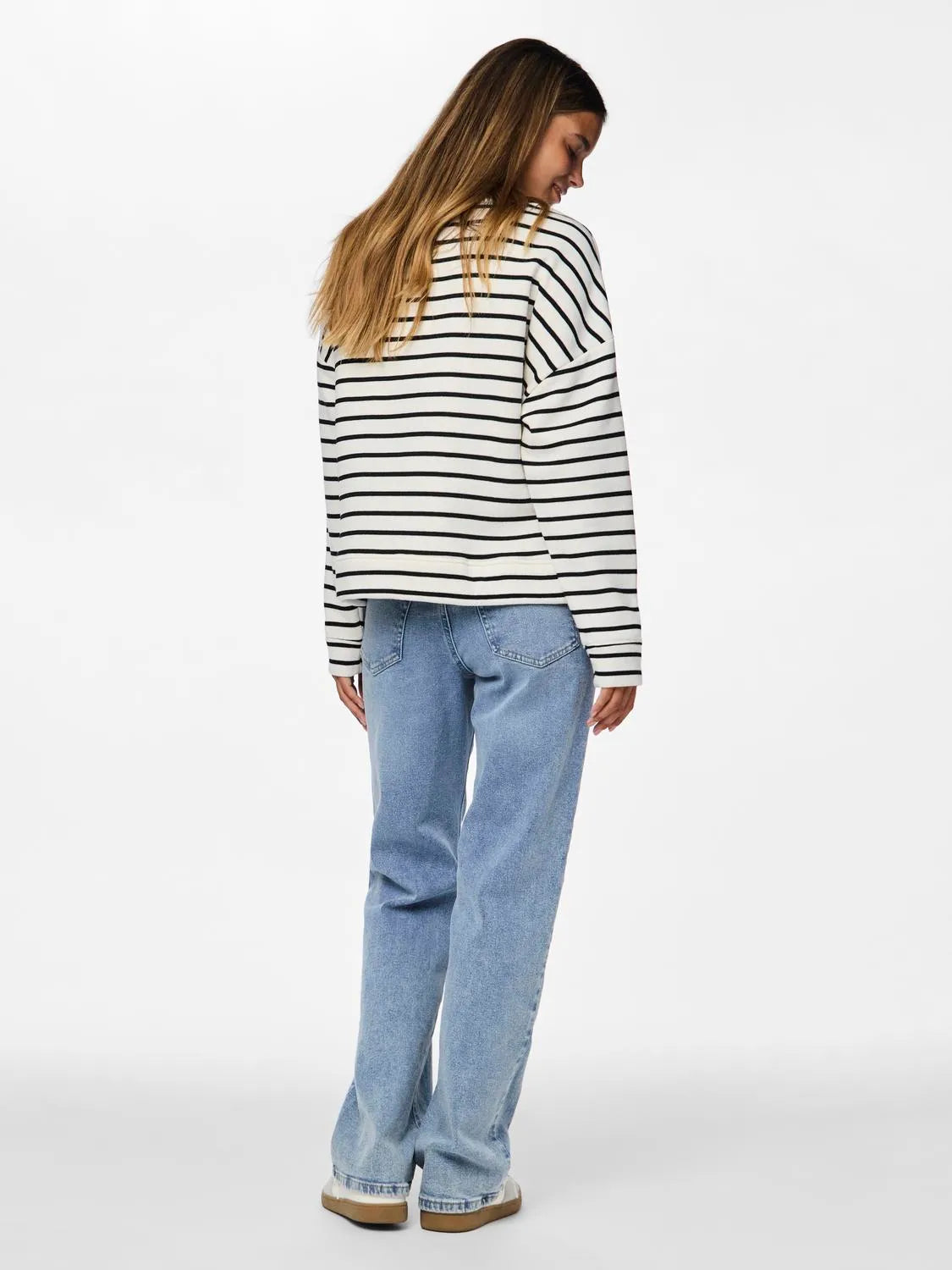 PIECES PCCHILLI LS SWEAT STRIPES NOOS BC | Cloud Dancer Black