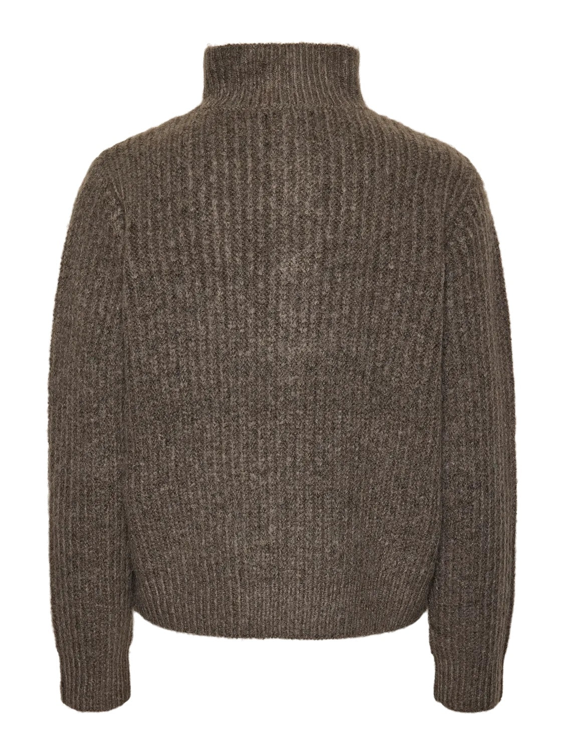 bagpå Brun strik med høj hals og halv lynlås lukning. PIECES PCKAMILLA LS HALF ZIP KNIT Morel