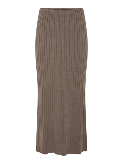 Lang brun nederdel PIECES PCIRIS HW ANKLE SKIRT JRS NOOS Morel