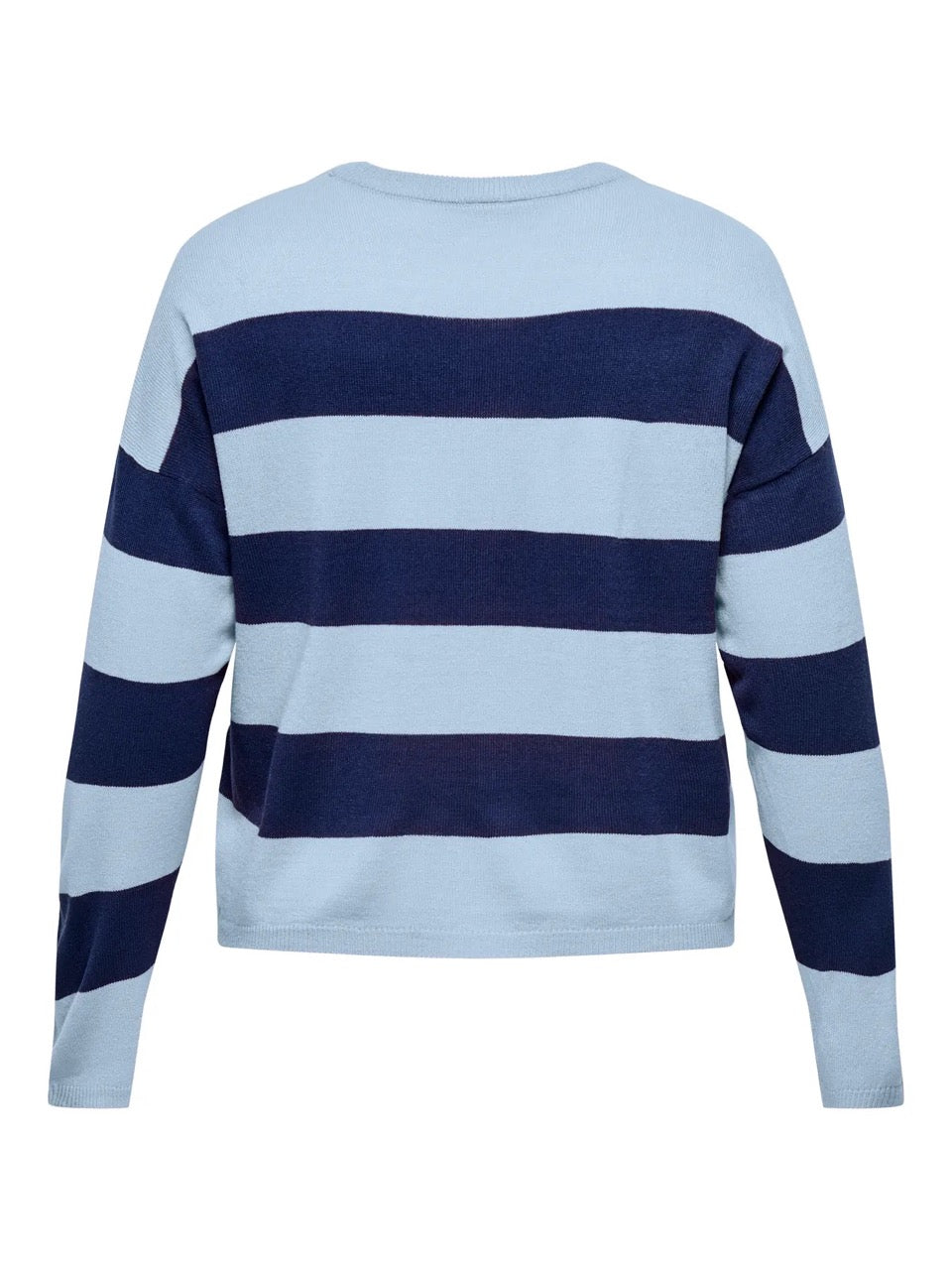 stribet blå strik ONLY Carmakoma CARDERRY Knit Cashmere Blue Naval Academy