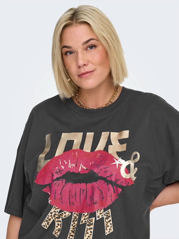 CARKOURTNEY SS O-NECK TEE JRS - Phantom Lips