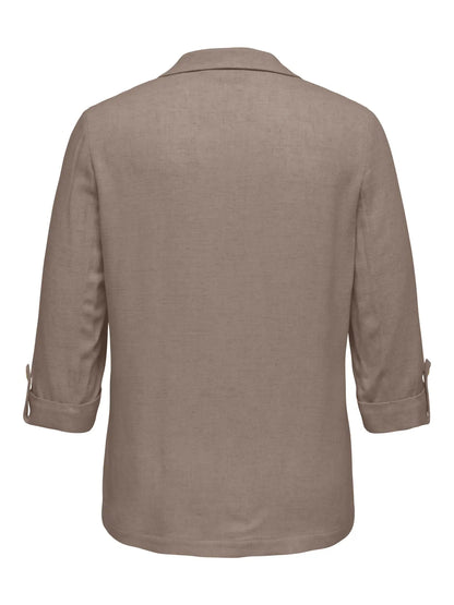 ONLY Carmakoma CARSIESTA 3/4 OPEN LIN BLAZER | Walnut