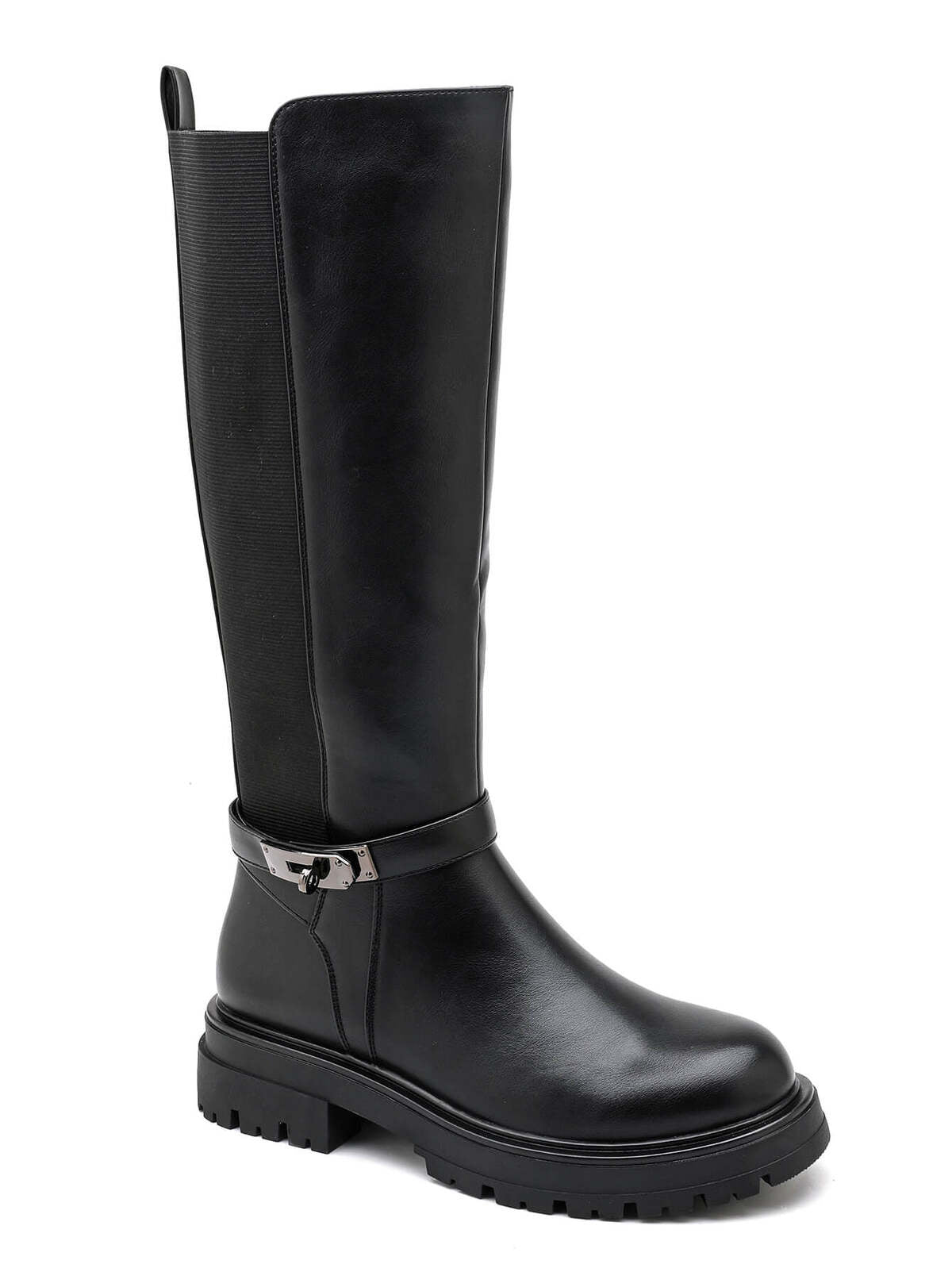 Mind by lene lang støvle med grov sål og spænde  | Sort