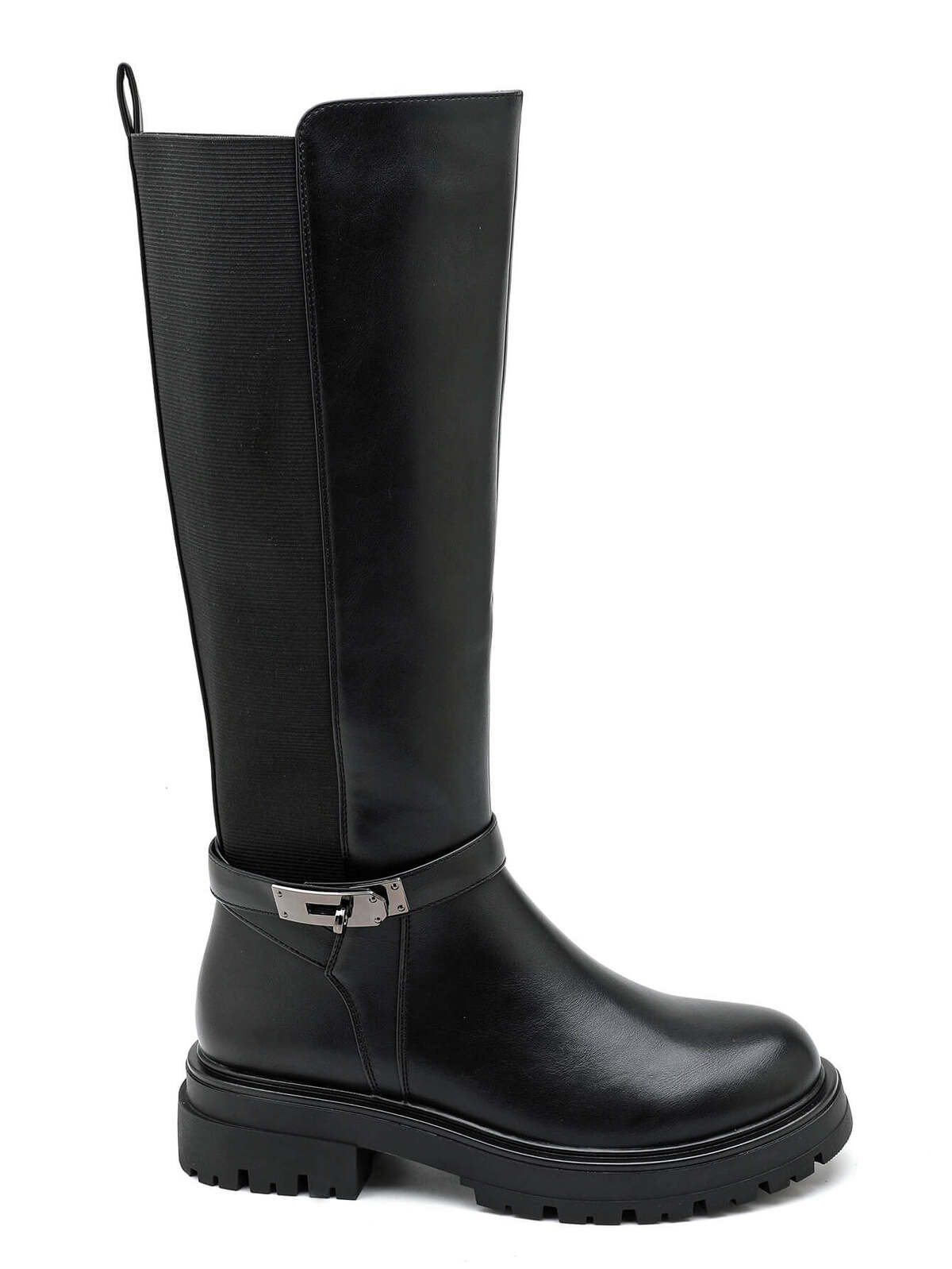 Mind by lene lang støvle med grov sål og spænde  | Sort