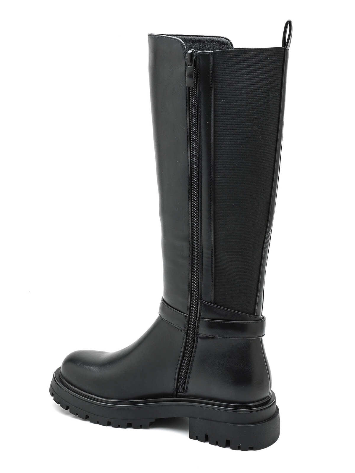 Mind by lene lang støvle med grov sål og spænde  | Sort