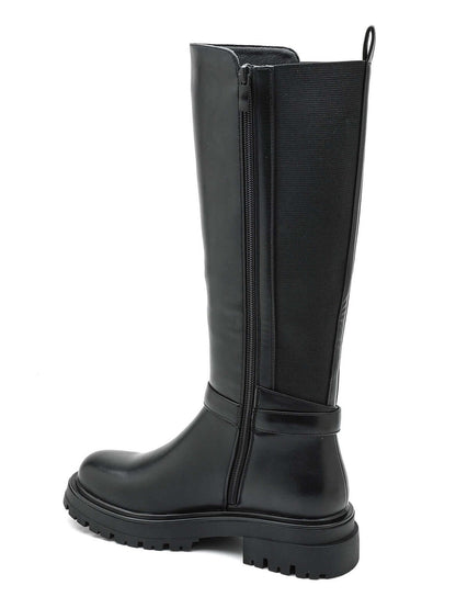 Mind by lene lang støvle med grov sål og spænde  | Sort