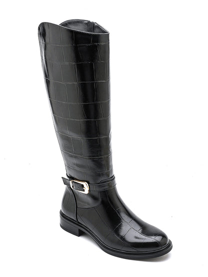 Mind by lene lang croco støvle med spænde  | Sort