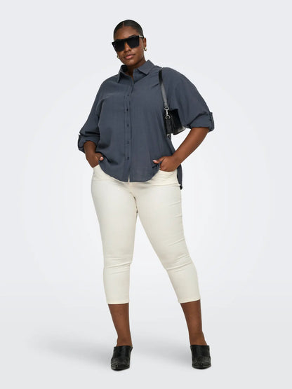 ONLY Carmakoma CARWILLY REG WAIST DNM CAPRI NOOS | Ecru