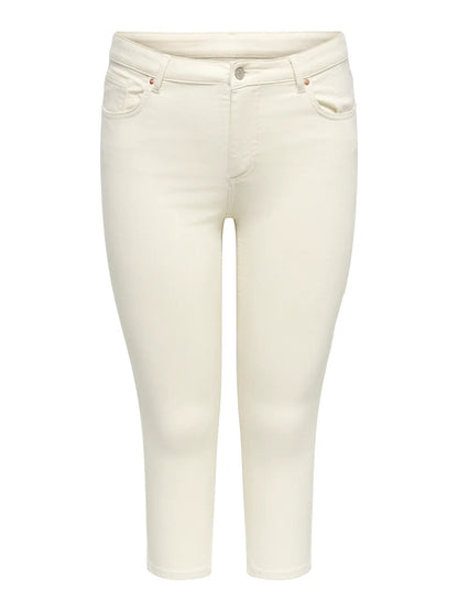 ONLY Carmakoma CARWILLY REG WAIST DNM CAPRI NOOS | Ecru