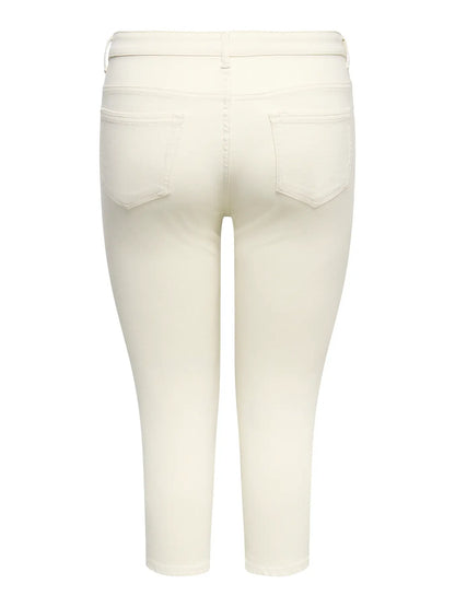ONLY Carmakoma CARWILLY REG WAIST DNM CAPRI NOOS | Ecru