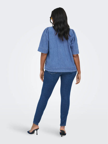 ONLY Carmakoma CARASTRA SS DNM SHIRT QYT | Medium Blue Denim