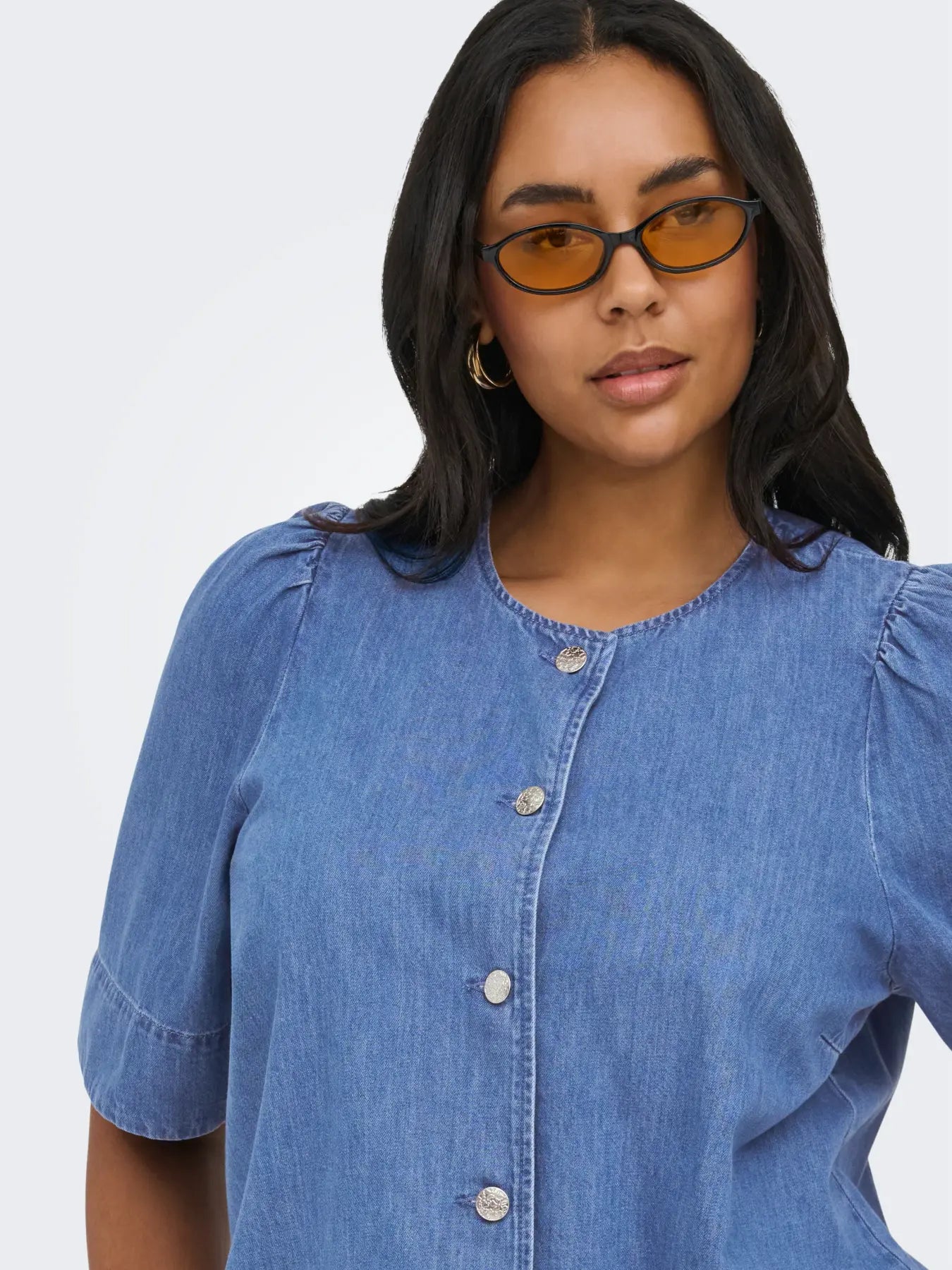ONLY Carmakoma CARASTRA SS DNM SHIRT QYT | Medium Blue Denim