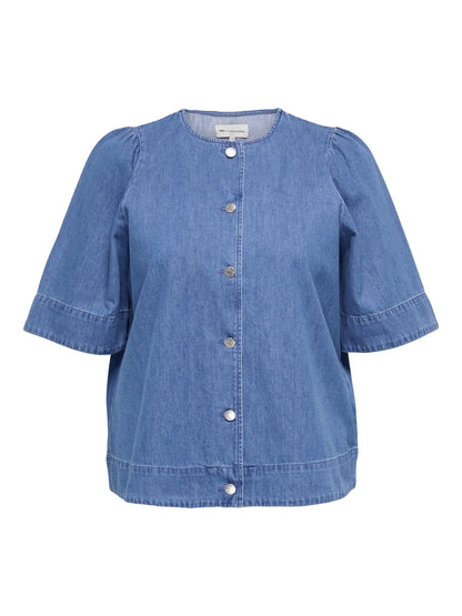 ONLY Carmakoma CARASTRA SS DNM SHIRT QYT | Medium Blue Denim
