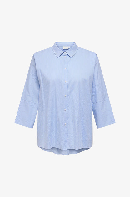 stribet blå skjorte ONLY Carmakoma CARAUGUSTA Shirt Cloud Dancer BLUE STRIPES