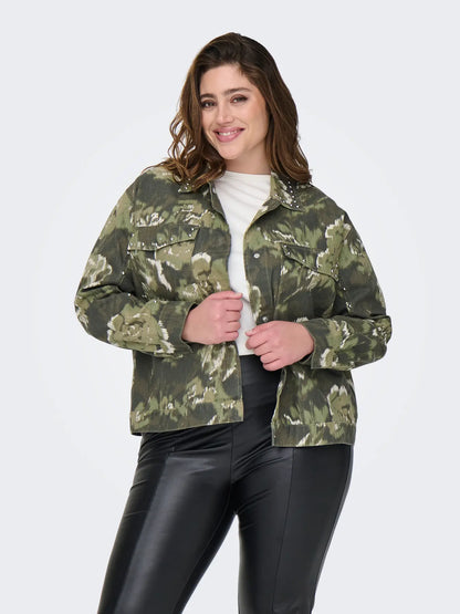 ONLY Carmakoma CARCAVA Jacket | Army Big Rose Denim