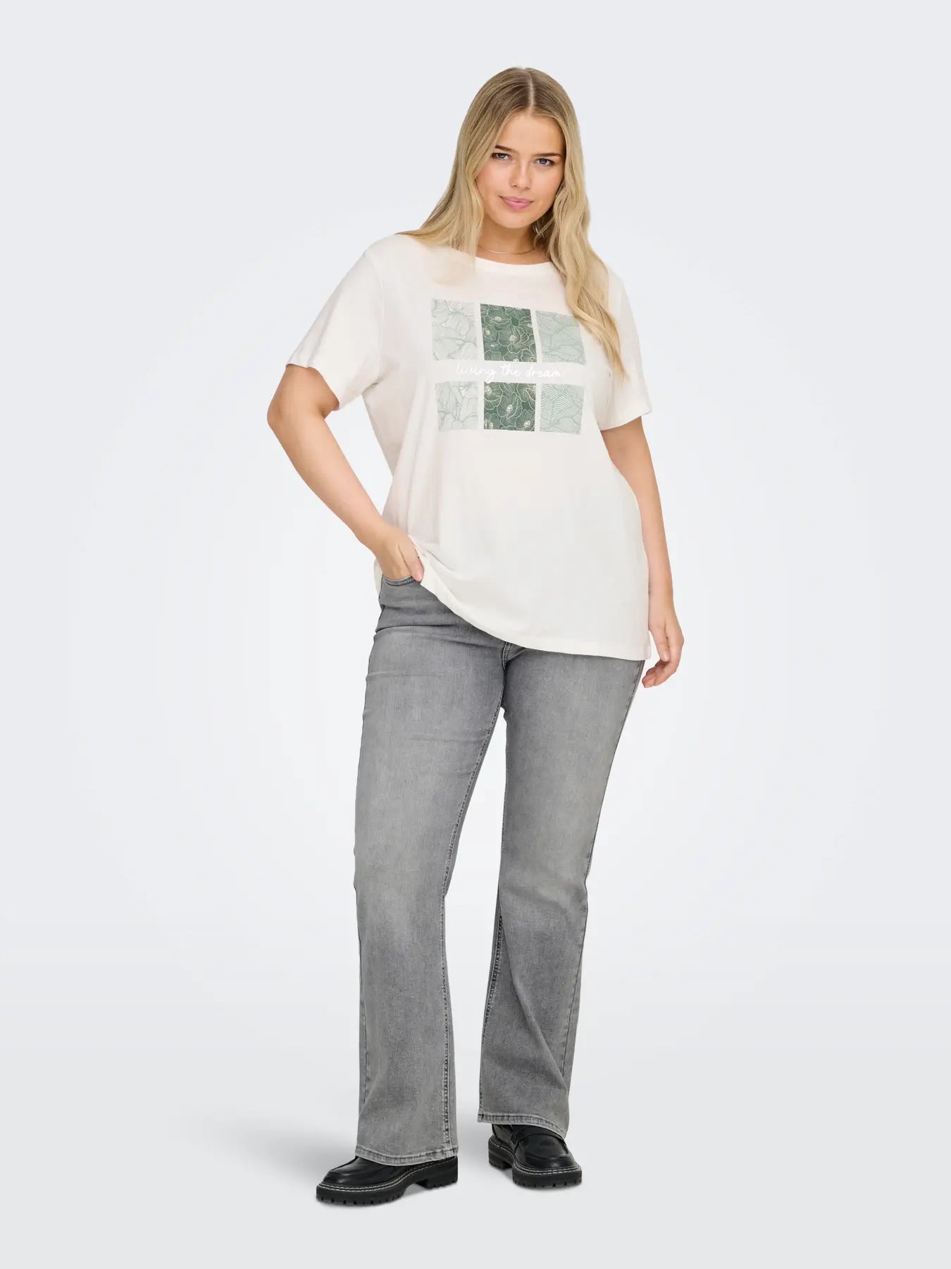 ONLY CARCRUZ SS O-NECK REG TEE JRS - Cloud Dancer Living The Dream