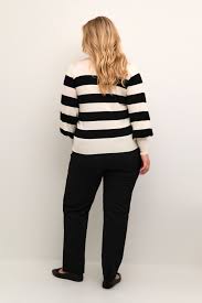 Kaffe Curve Black/Turtledove Bold Stripe | KCmalan Wide Stripe Cardigan