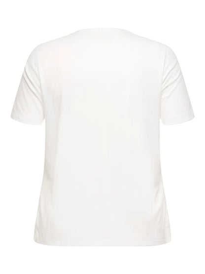 ONLY Carmakoma CARPAYTON SS O-NECK JEANS TEE JRS | Cloud Dancer Bloom into the wild