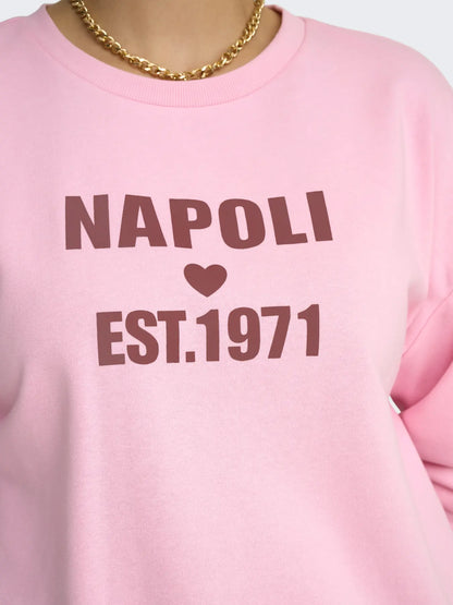 ONLY Carmakoma CARSILDA LS SLEEVE O-NECK  SWEAT JRS | Romance Rose W.SPICED APPLE ARTWORK