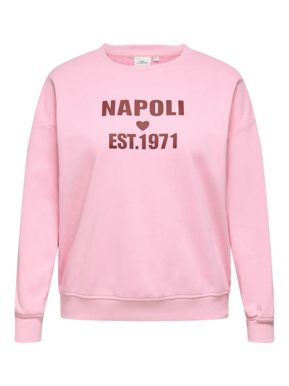 ONLY Carmakoma CARSILDA LS SLEEVE O-NECK  SWEAT JRS | Romance Rose W.SPICED APPLE ARTWORK