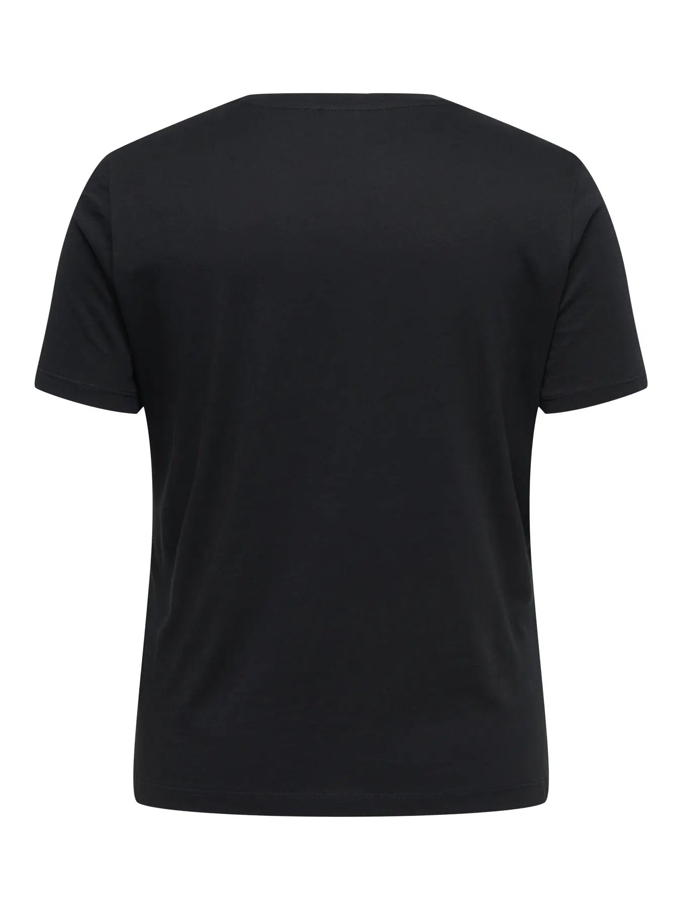 kortærmet sort t-shirt med hjerte ONLY Carmakoma CARKITA S/S LOGO TOP Black Gold Glitter Heart