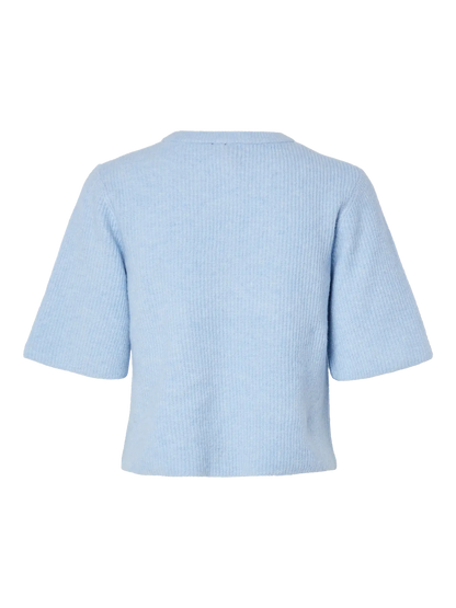 PIECES PCSILLY SS O-NECK KNIT CARDIGAN | Cashmere blue melange