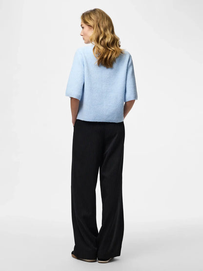 PIECES PCSILLY SS O-NECK KNIT CARDIGAN | Cashmere blue melange