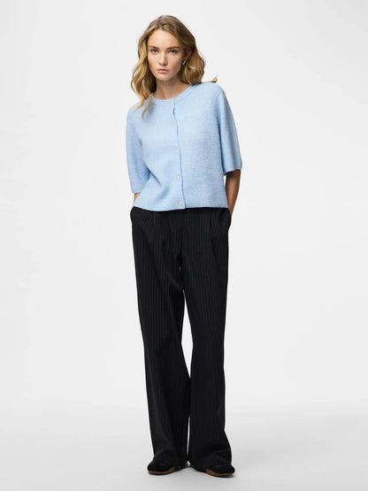 PIECES PCSILLY SS O-NECK KNIT CARDIGAN | Cashmere blue melange