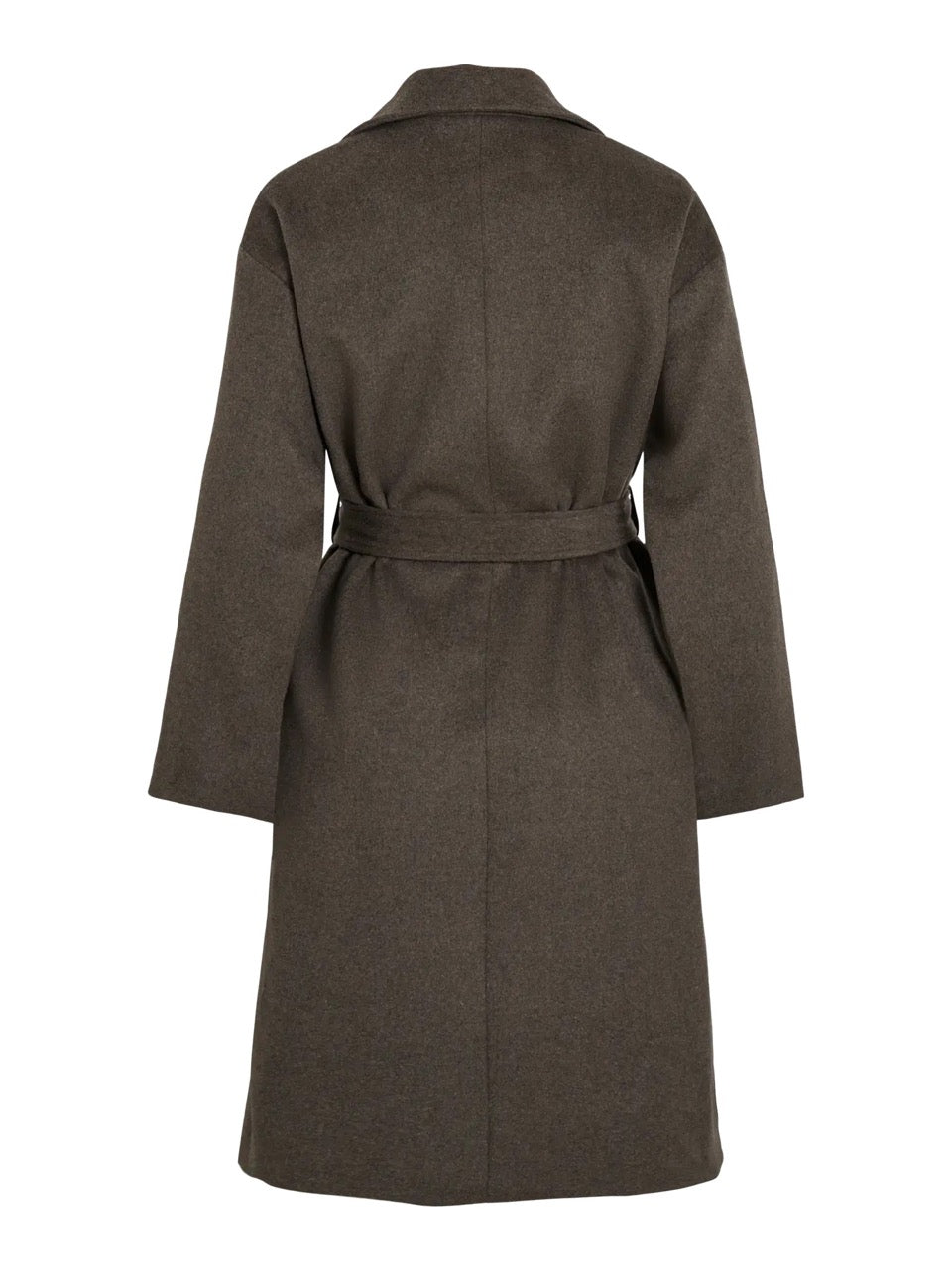 brun frakke med bælte VILA VILINSE L/S Belted Coat Chocolate Chip Melange