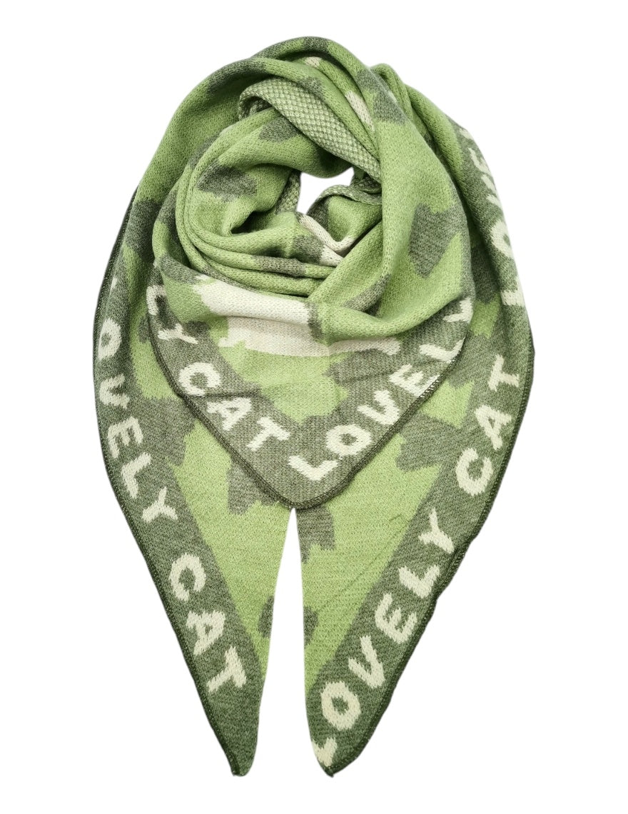 MIND by lene Tørklæde grøn/offwhite