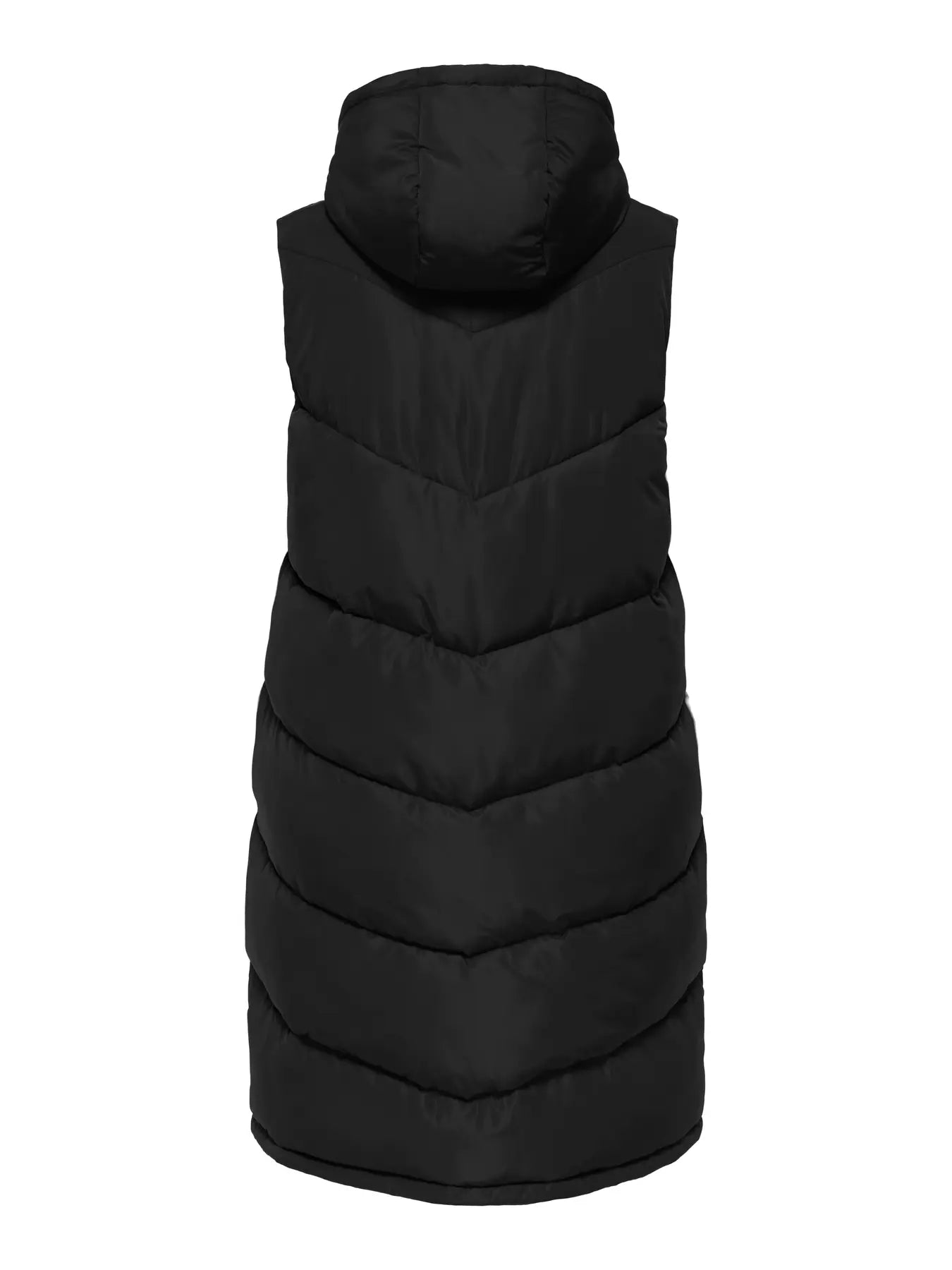 ryggen af lang sort vest vatteret ONLY Carmakoma CARALINA Long Waistcoat Black
