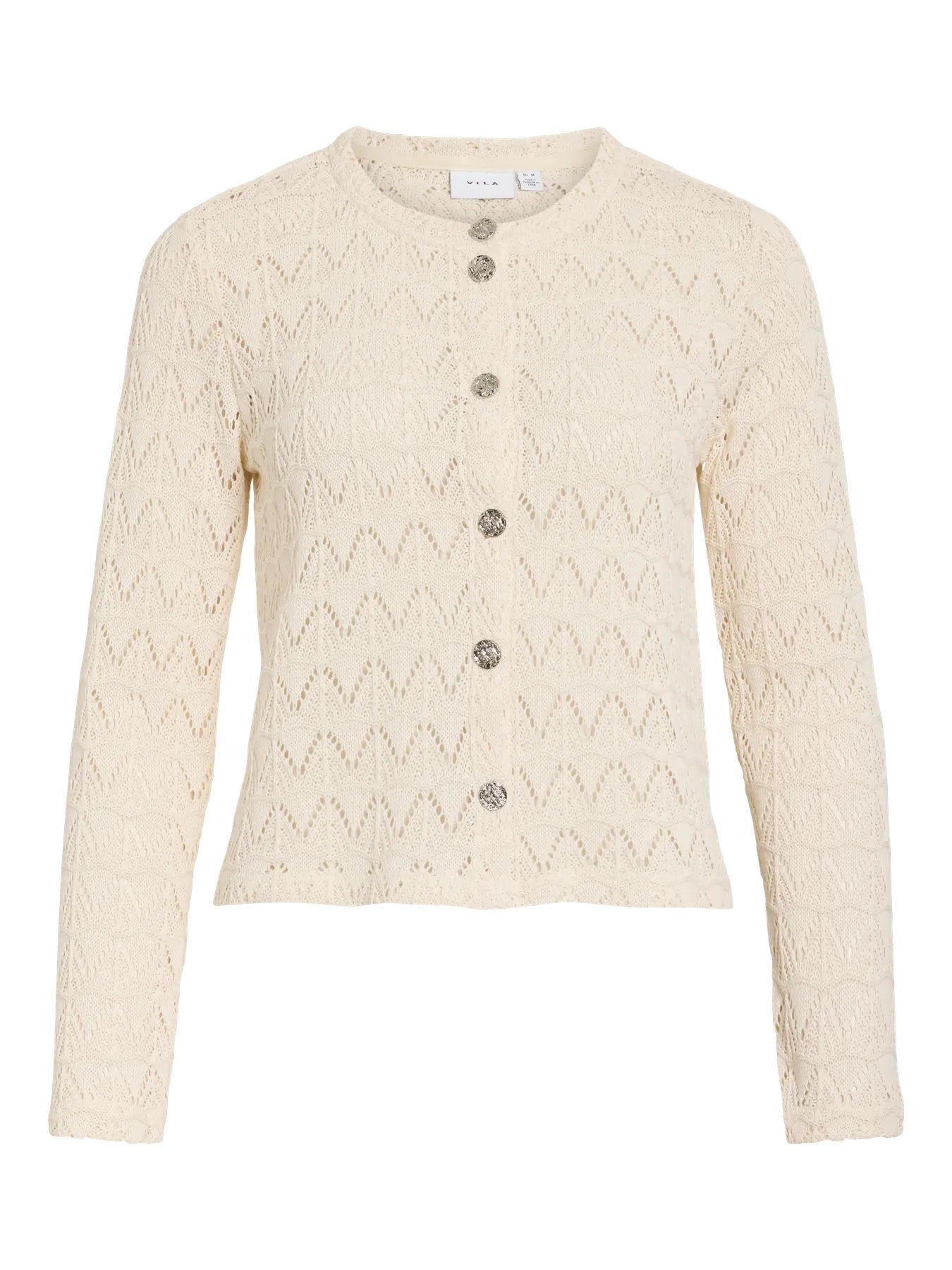 VILA cardigan creme – hulmønster og knapper