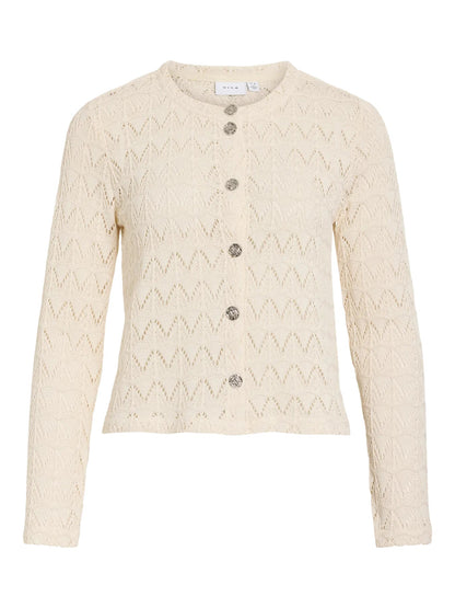 VILA cardigan creme – hulmønster og knapper
