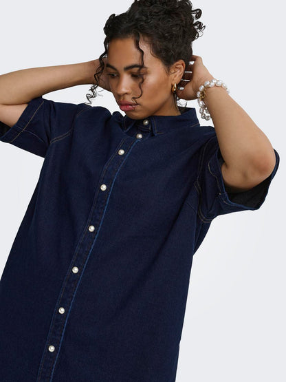 Only Carmakoma - Deline - Kort Kjole - Dark Blue Denim